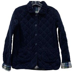 Quilted Corduroy Jacket Womens Small Blue Plaid Preppy Gorpcore Fall Reversible